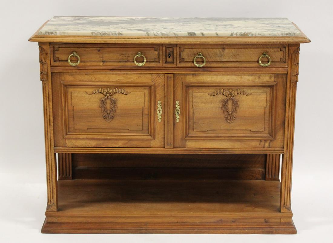 Antique French Carved Marbletop Server. (1 of 10)