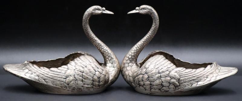 STERLING. Pair of Wm. B. Durgin Sterling Swan (1 of 11)
