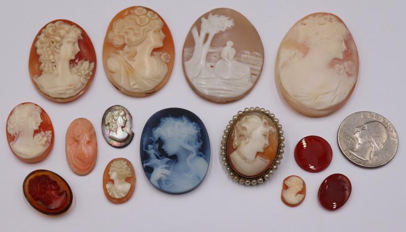 JEWELRY. (14) Assorted Loose Cameos and Intaglios. (1 of 10)