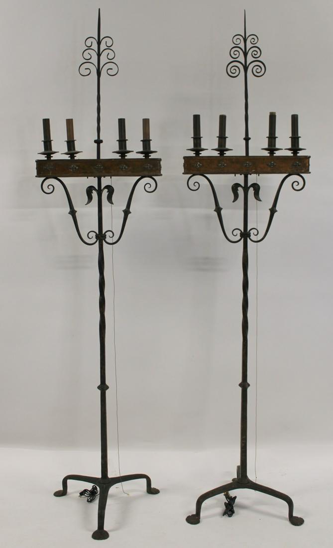 An Antique Pair of Wrought Iron Torchieres. (1 of 14)
