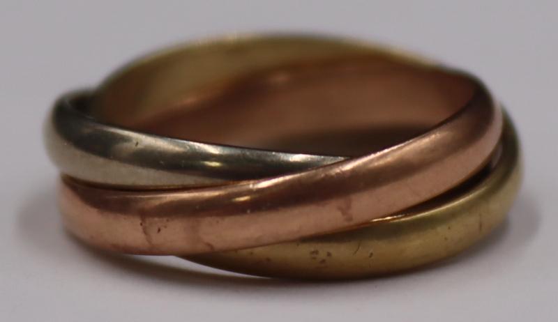 JEWELRY. 14kt Tri-Color Gold Rolling Band Ring. (1 of 5)