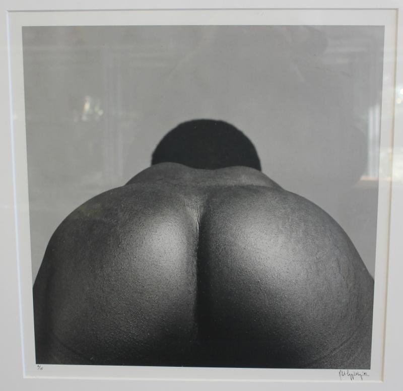 MAPPLETHORPE, Robert. 1981 Photograph.: "Black Nude." Edition 2/15. Signed and dated lower right in ink. Purchased at Sotheby's in 1990 for $10,000 + (see receipt). Dimensions: image - 14" square. Condition: Not examined out of frame.