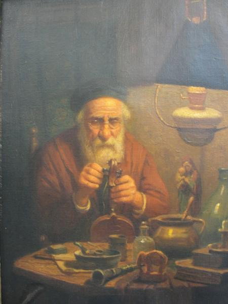 VAN NIEUWENHOVEN, Wm. O/C "The Violin Maker.": Signed upper left. Willem van Nieuwenhoven, Dutch, 1879-1973. From a Bayside, NY collector. Dimensions: 16" high x 12" wide.