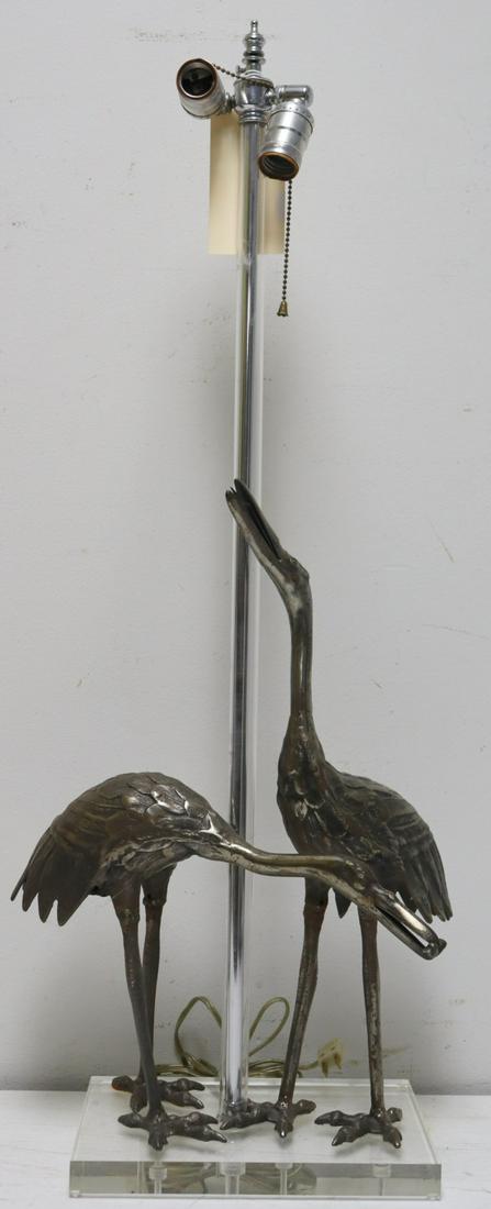 Midcentury Silvered Metal Heron Lamp. (1 of 6)