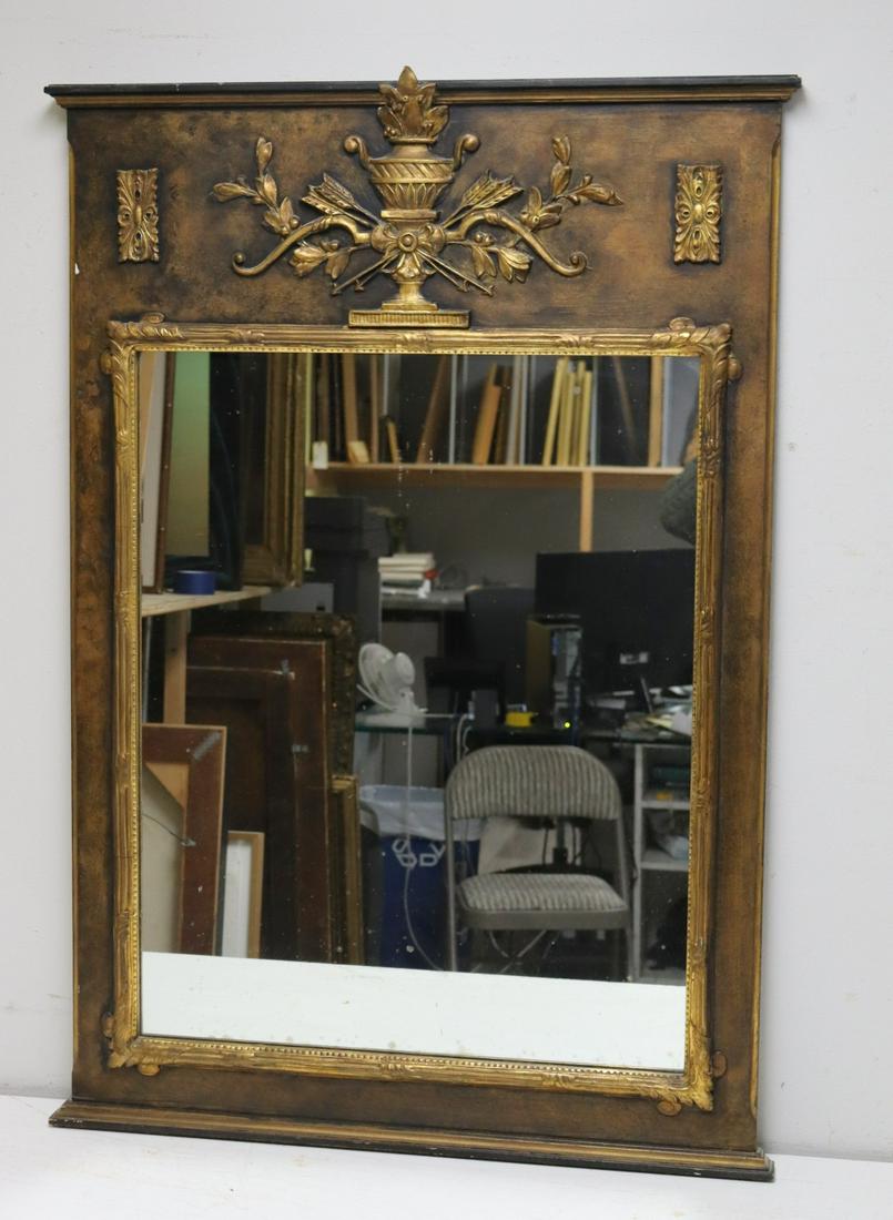 Midcentury Trumeau Style Carved Giltwood Mirror. (1 of 5)