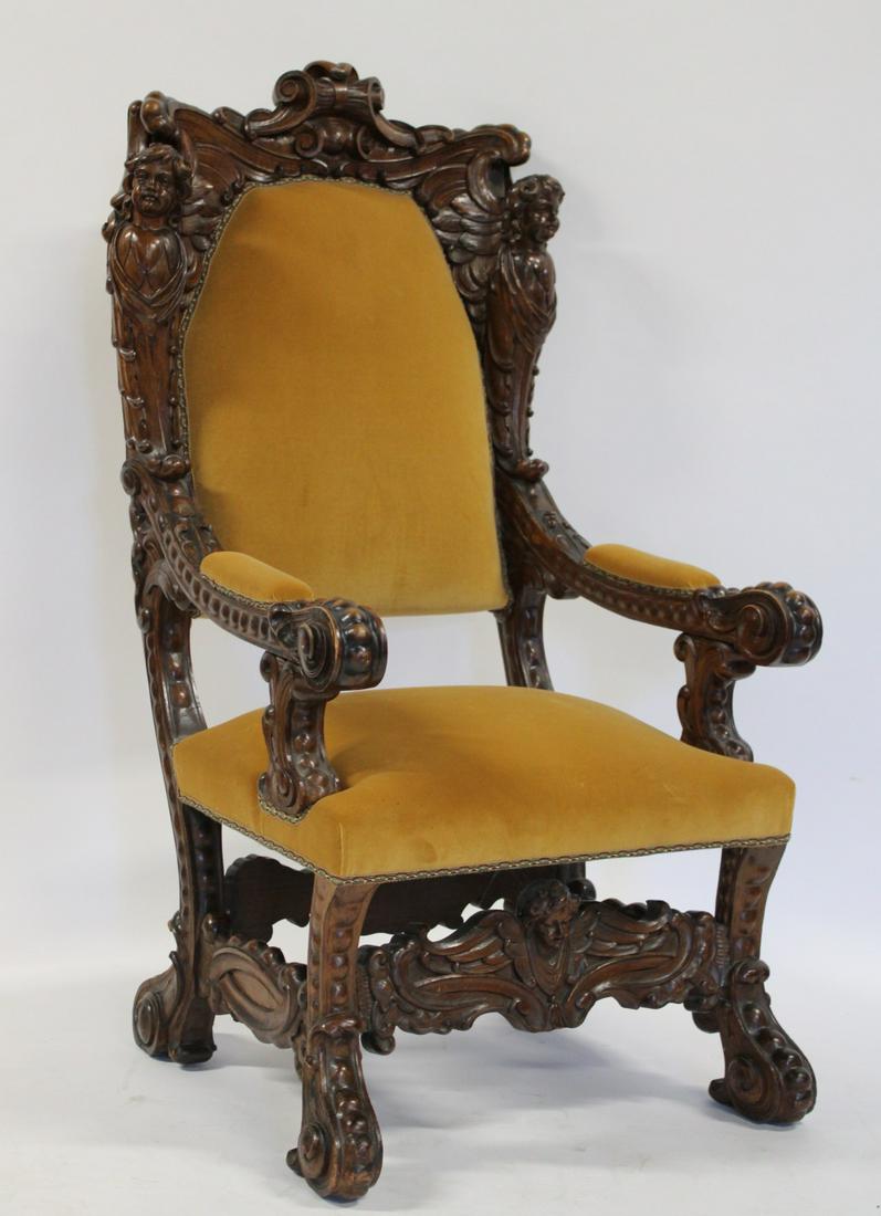 Antique Horner Style Carved Mahogany Chair. (1 of 14)
