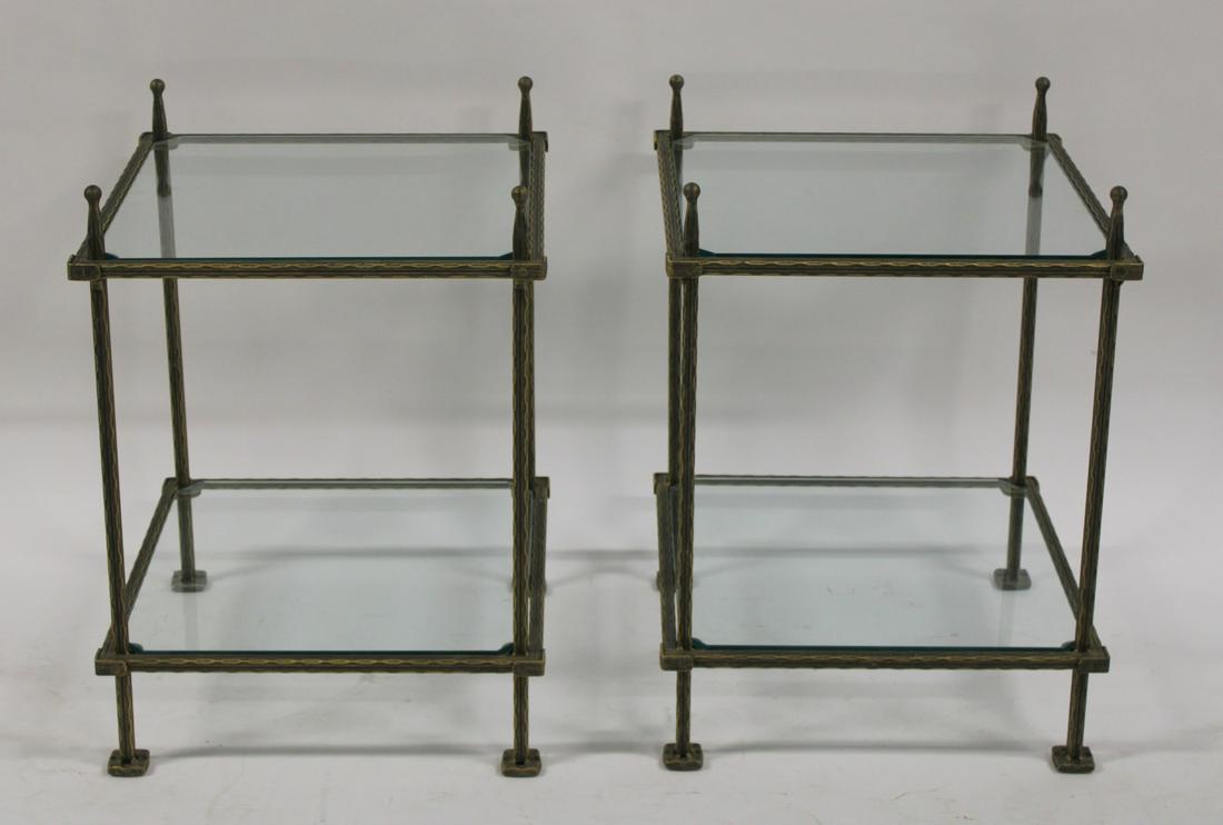 Pr of Claudio Rayes Signed Patinated Metal Tables (1 of 6)