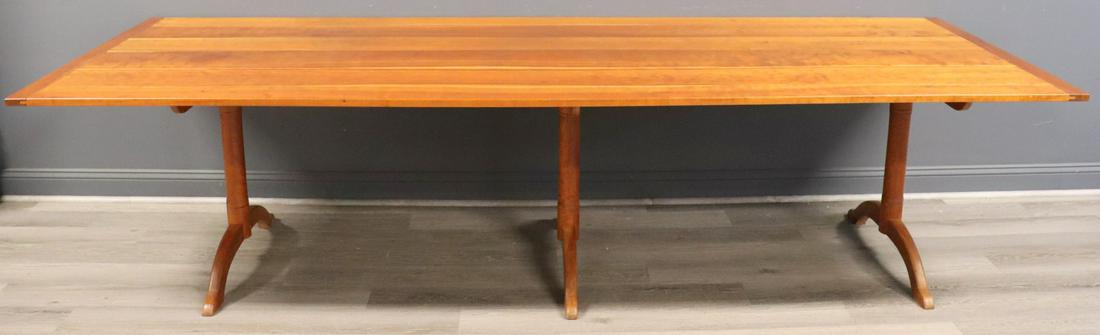 Stephen Schommer Signed Harvest Table.: A great table signed and built by cabinet maker Stephen Schommer in 1990. From a Fishkill, NY estate. - Dimensions: 30"H x 121" x 43"
