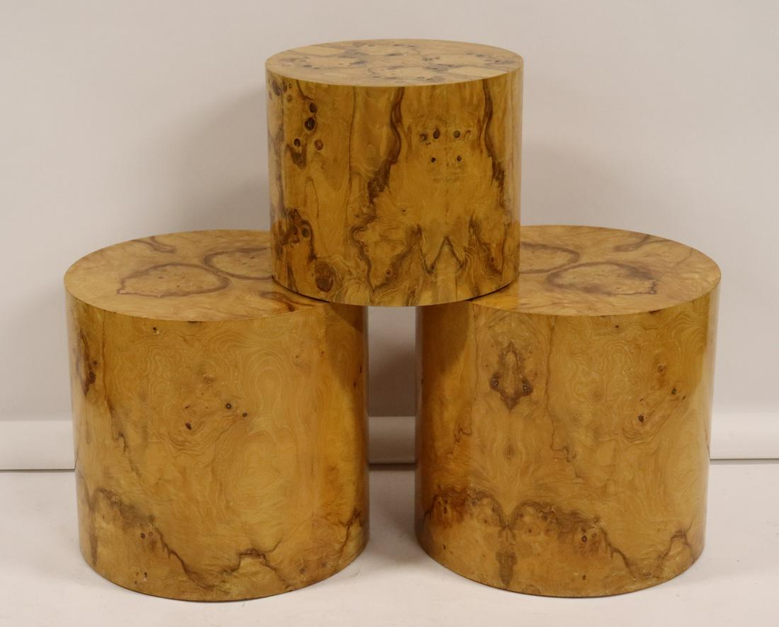 3 Vintage Burl Walnut Round Tables. (1 of 7)