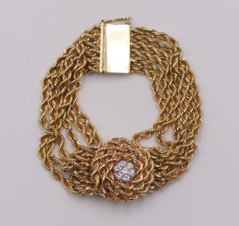 JEWELRY. 14kt Gold Concealed Bracelet Watch. (1 of 14)