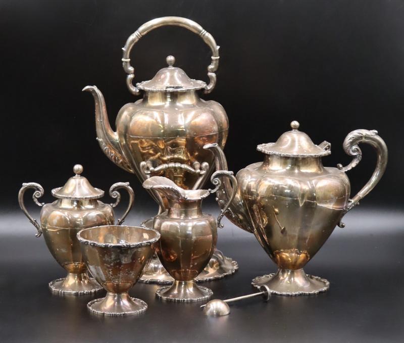 STERLING. 5 Pc. Mexican Sterling Tea Service. (1 of 14)