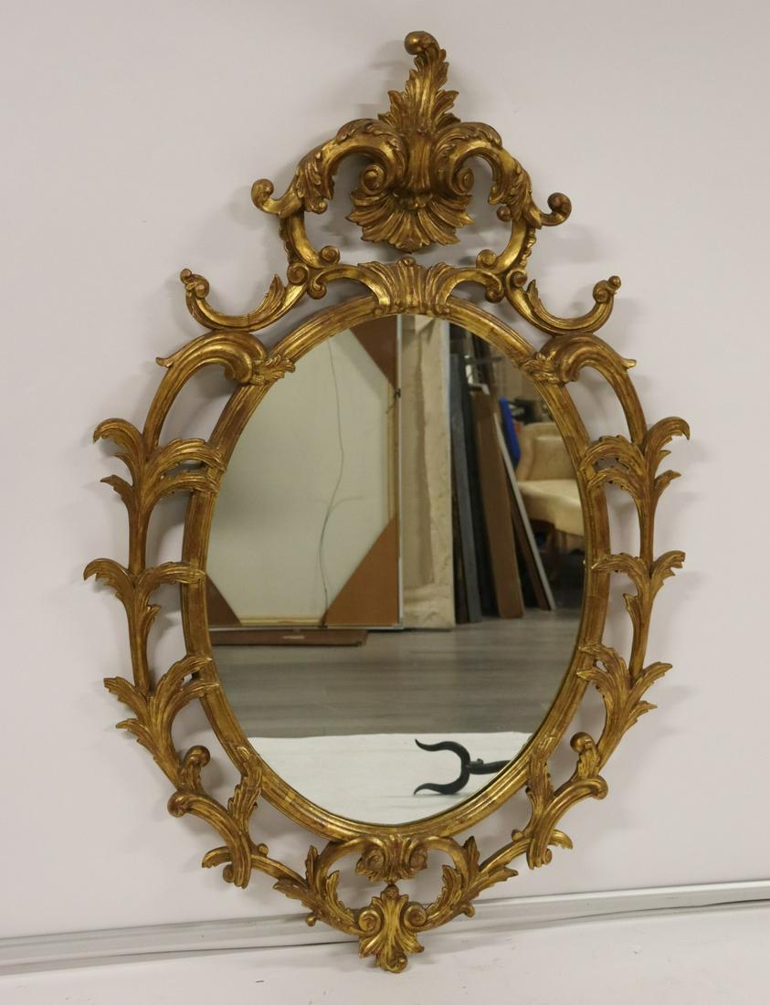 Large Midcentury Carved Giltwood Mirror. (1 of 7)
