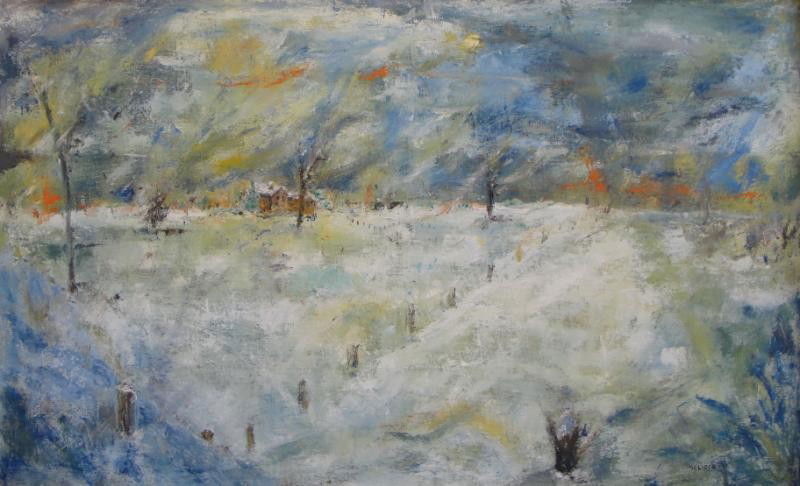 SELIGER. O/C 1961 Impressionist Winter Landscape.: Signed and dated lower right. Possibly Charles Seliger, American, 1926 - 2009. From a Rye, NY estate. Dimensions: 31.5" high x 51.5" wide. Condition: Good.