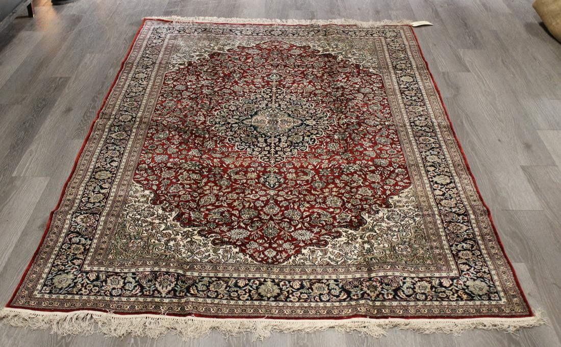 Vintage And Finely Hand Woven Silk Carpet. (1 of 7)