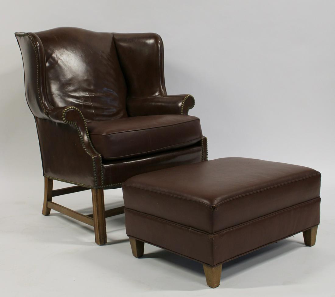 Vintage Leather Upholstered Wing Back Chair & (1 of 9)