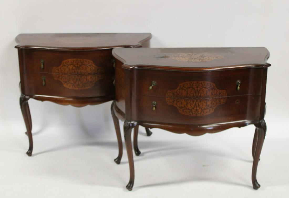 A Pair Of Antique Inlaid 2 Drawer Night Stands. (1 of 10)