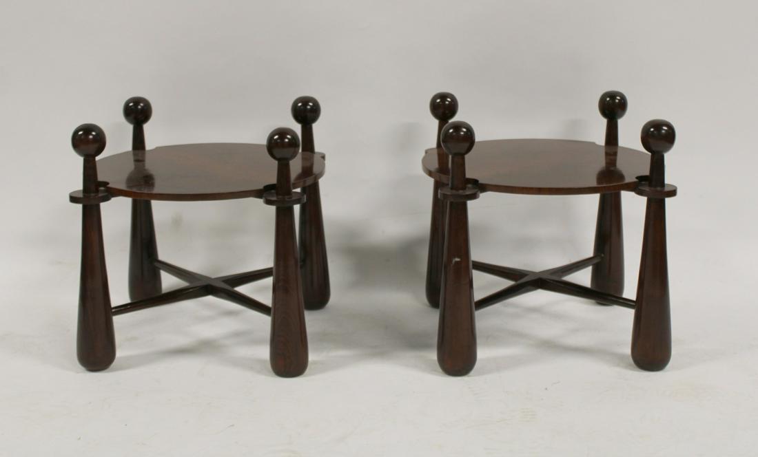 A Pair Of Royere Style Mahogany Tables With Ball (1 of 7)