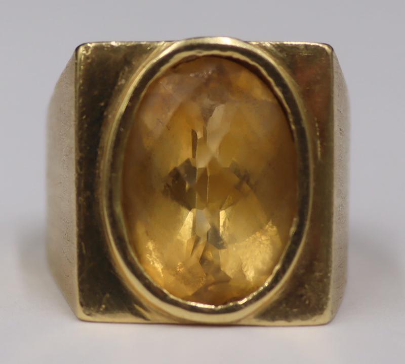 JEWELRY. Men's 18kt Gold and Faceted Colored Gem (1 of 7)