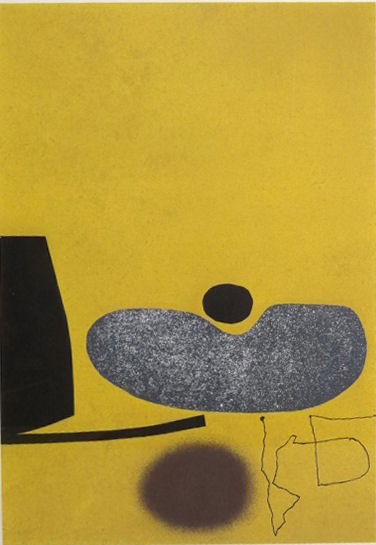 PASMORE, Victor. 1973 Screenprint.: "Point of Contact 16." Signed and dated lower right. 54 in an edition of 70. Victor Pasmore, British, 1908-1998. From a Palm Beach, Florida home. Dimensions: 22" high x 15.5" wide. Condition: Paper sl