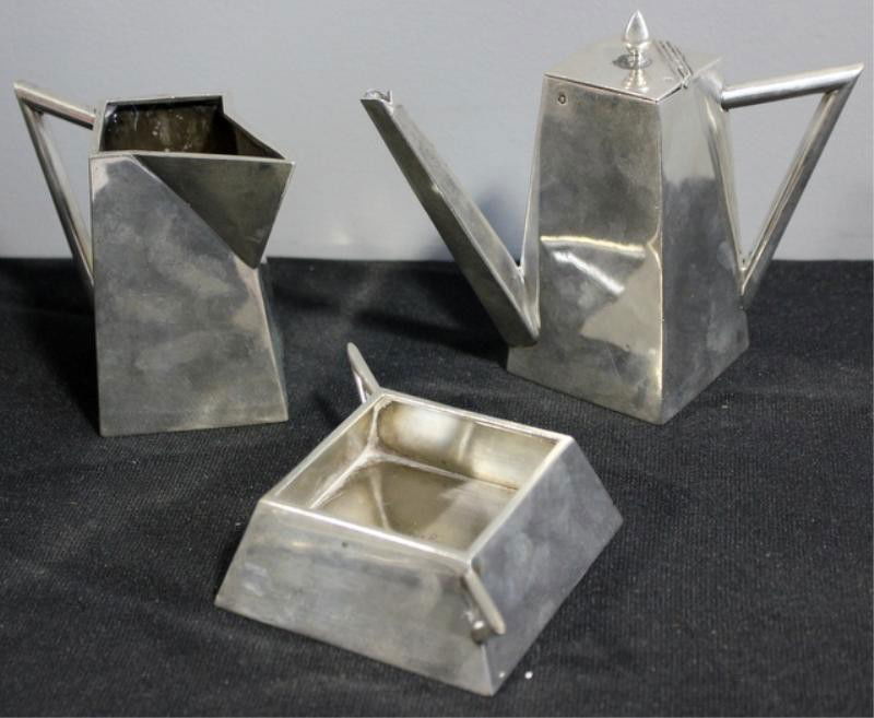 SILVER. Vienna 800 Silver 3 Piece Tea Set.: From a Manhattan, NY collector. Dimensions: largest is 4.75" high. Approx. 13 troy oz.