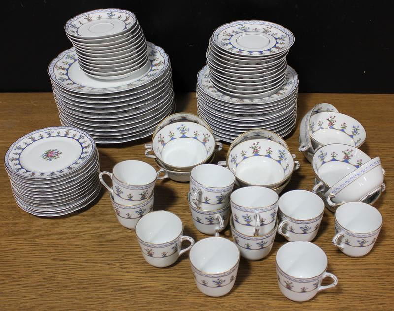 Bernardaud Limoges Near Complete Porcelain: Dining Service for 12. Chateaubriand pattern. Approx. 84 pieces. From a Larchmont, NY estate.