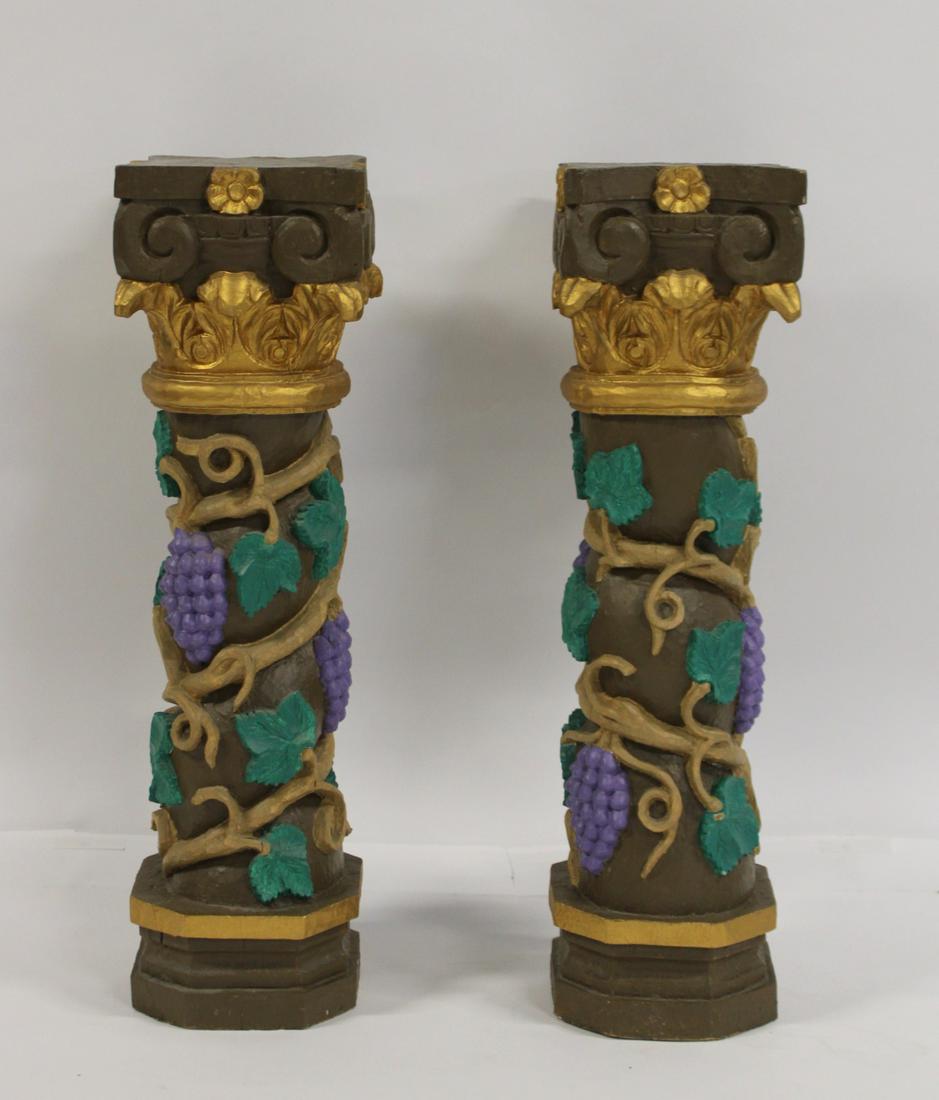 A Vintage Pair Of Carved & Paint Decorated Wood (1 of 10)