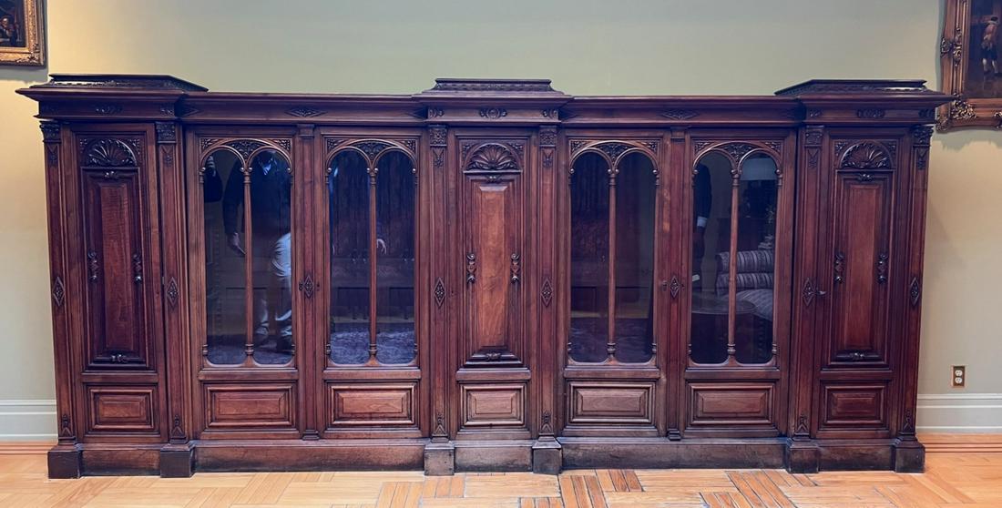Victorian Walnut Library Cabinet Signed Bellanger (1 of 6)