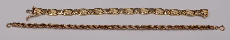 JEWELRY. (2) 14kt Gold Bracelets. (1 of 8)