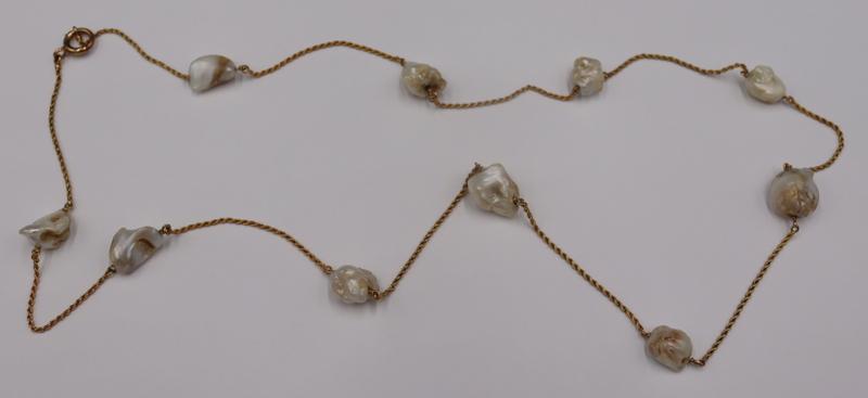 JEWELRY. 14kt Gold and Baroque Pearl Necklace. (1 of 7)
