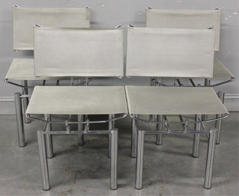 Four Midcentury Steel and Wire Chairs.: Possibly Harvey Probber. From a Larchmont, NY estate. Dimensions: 20" wide x 20" deep x 32" high.
