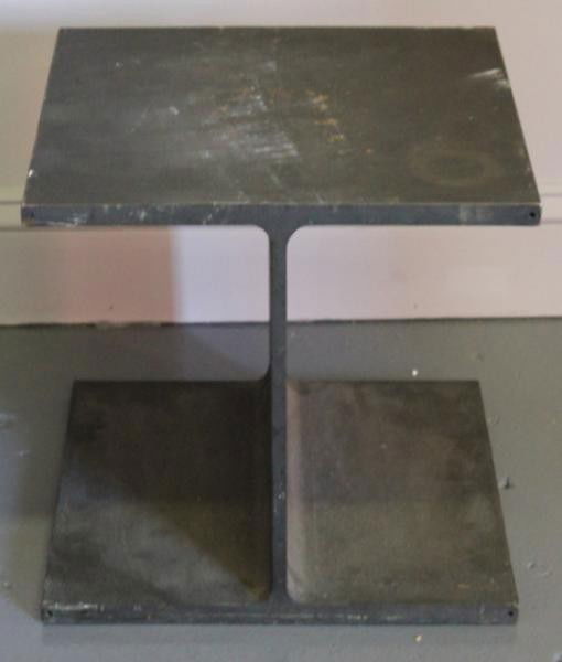 Midcentury I Beam Table, Possibly Ward Bennett.: Very heavy iron with coated surface. From a NYC apartment. Dimensions: 14.25" wide x 14.5" deep x 14" high.