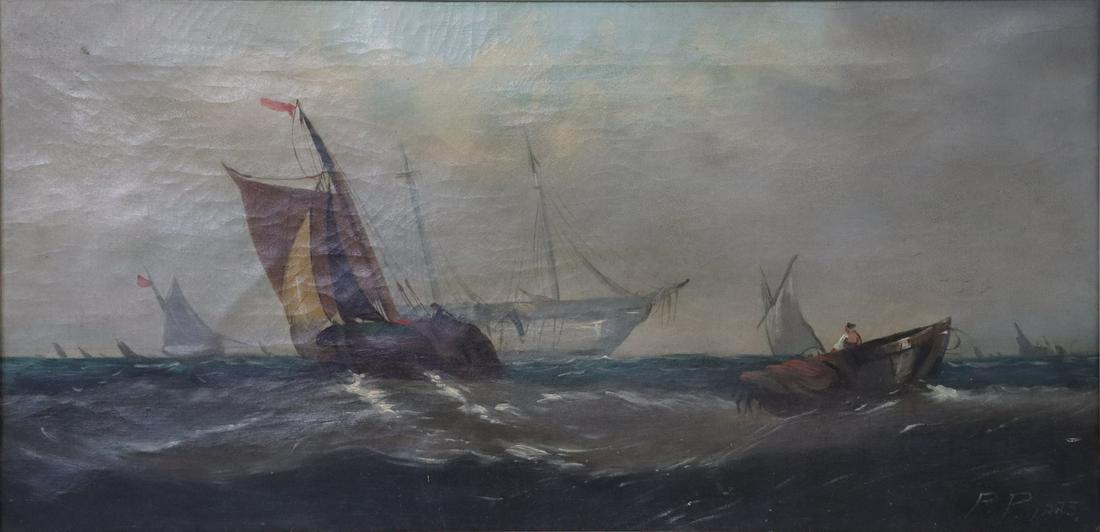 F.P. SIGNED 19TH C. SEASCAPE. (1 of 4)