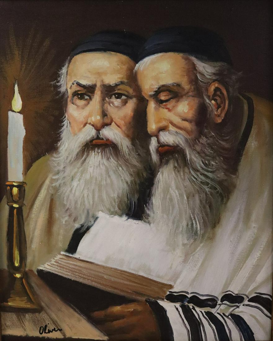 OLIVER (BRITISH). OIL ON CANVAS. TWO RABBIS. (1 of 4)