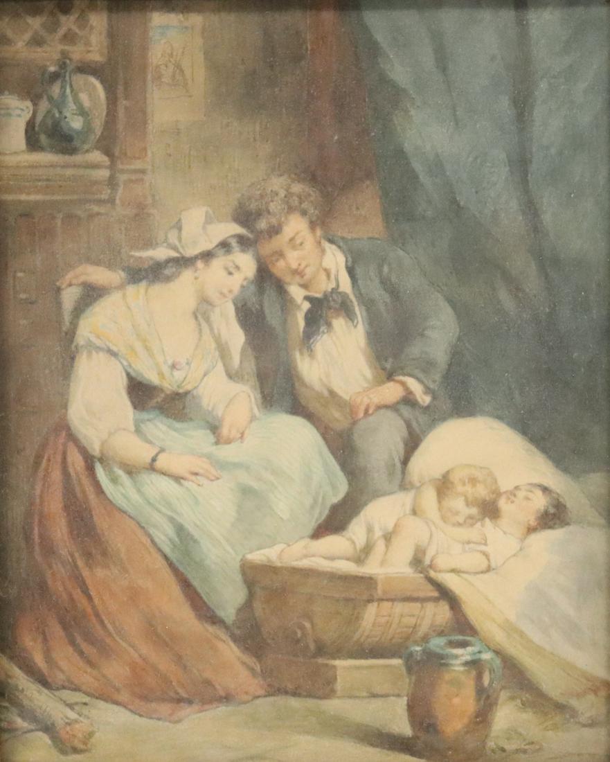 UNSIGNED. WATERCOLOR ON BOARD. (1 of 4)