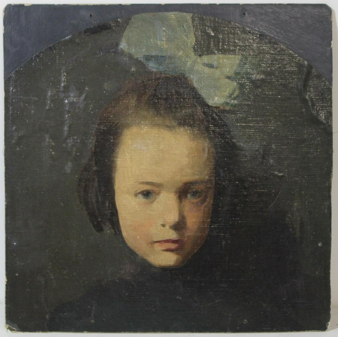19th C. PORTRAIT OF YOUNG GIRL. (1 of 2)