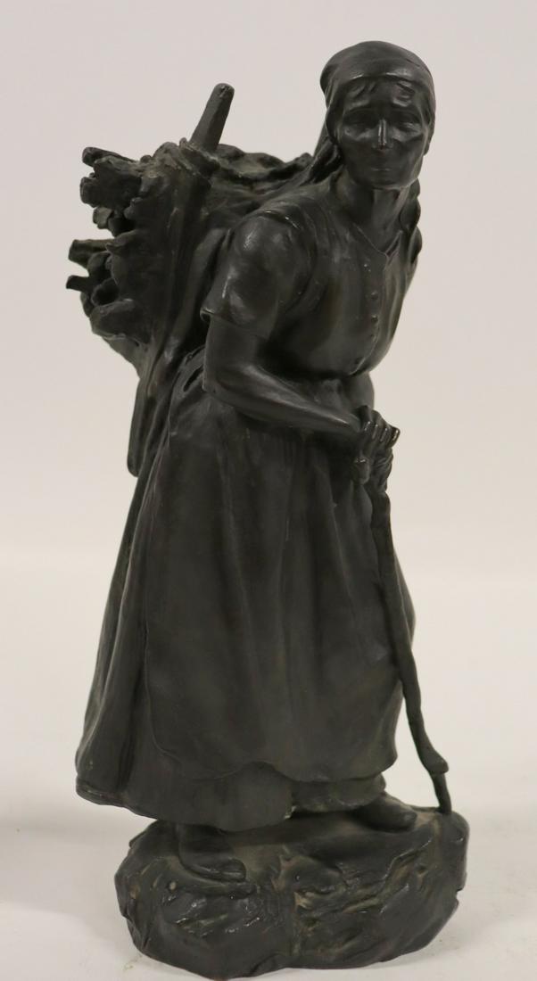 LUDWIG VORDERMAYER (GERMAN, 1868-1933).: Bronze farm worker. Good size and well executed with dark original patina. Signed on base. "H. NOACK" foundry marking to the base. From a New Rochelle, NY estate collection. - Dimensions: 11.25" h x 5