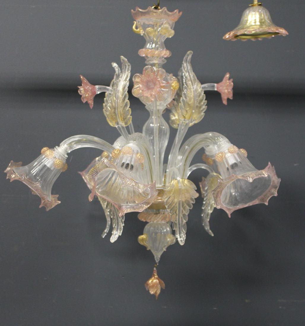 Pink & Gold 5 Light Venetian Chandelier (1 of 8)