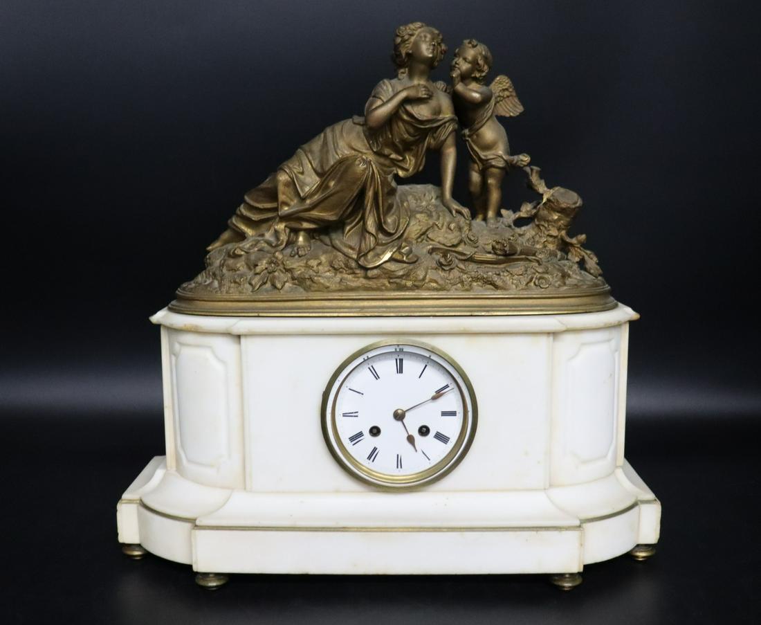 Fine Antique French Bronze & Marble Clock. (1 of 9)