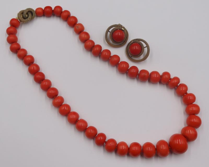 JEWELRY. Austrian 14kt Gold & Coral Jewelry Suite. (1 of 15)