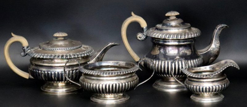 SILVER. Near Matching English Silver Tea Service. (1 of 14)