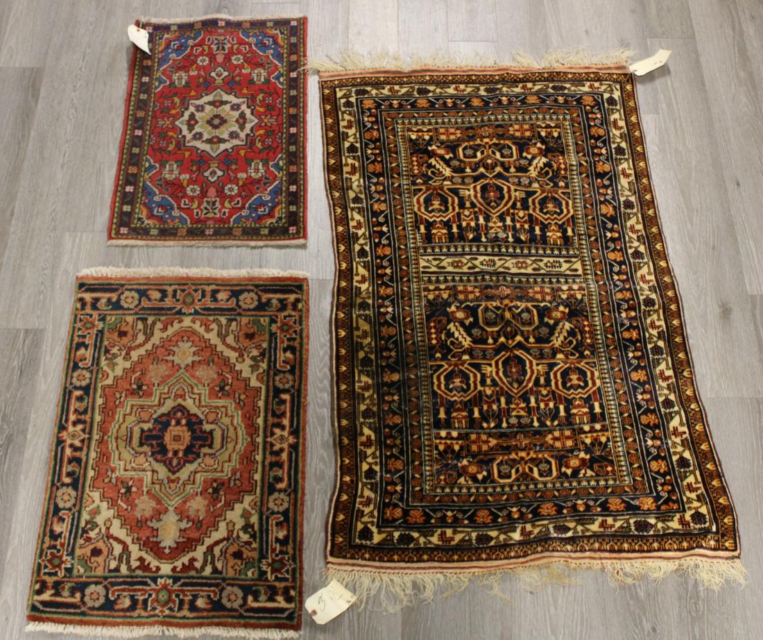 3 Antique And Finely Hand Woven Area Carpets. (1 of 15)
