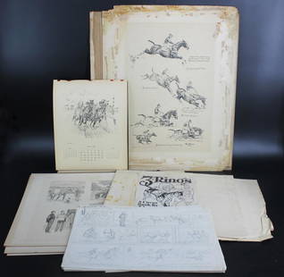 PAUL BROWN (AMERICAN, 1893-1958).: ESTATE STAMPED >>Mixed grouping of 26 pieces; containing original and printed works by Paul Brown. Each with artist's estate stamp. Consisting of 20 original works on paper or board; 5 printed lithogr