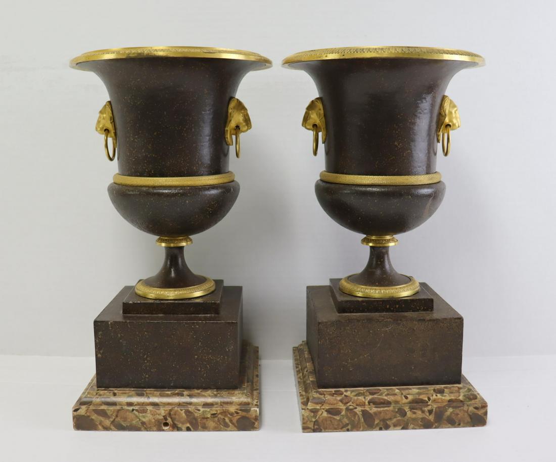 Pair Of Antique Tole And Bronze Urns. (1 of 6)