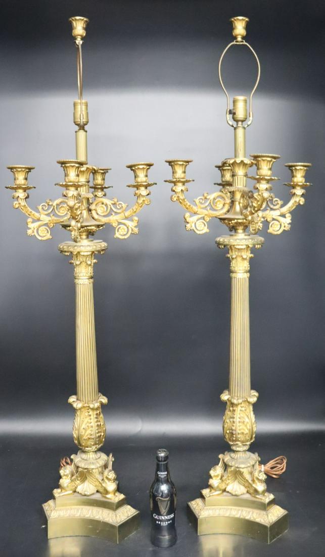 A Fine & Large Pair Of Bronze Candelabra Lamps. (1 of 11)