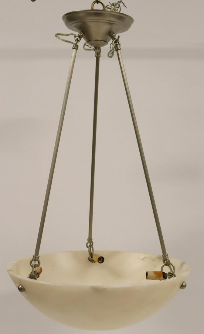 Urban Archeology Alabaster Chandelier.: Large hanging alabaster dome. From a Medford, NY estate. - Dimensions: 5.5" h x 18" dia.