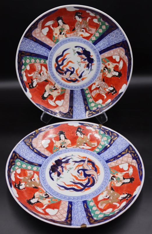 Pair of Signed Japanese Imari Chargers. (1 of 9)