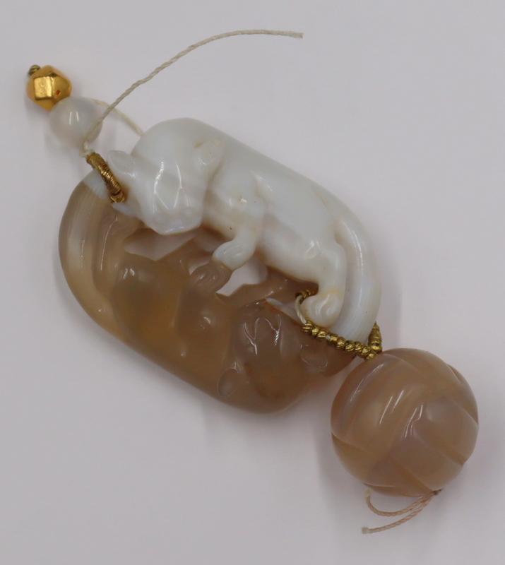 Chinese Carved Agate Figural Pendant. (1 of 10)