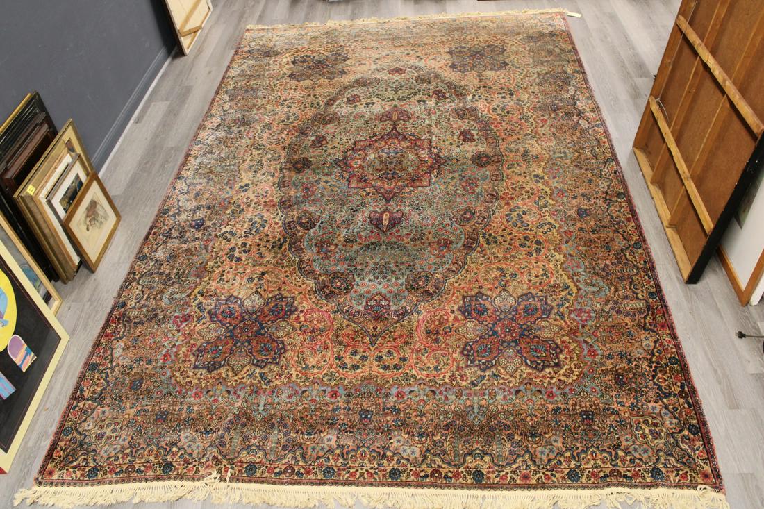 Large Antique & Finely Hand Woven Kerman Carpet. (1 of 9)