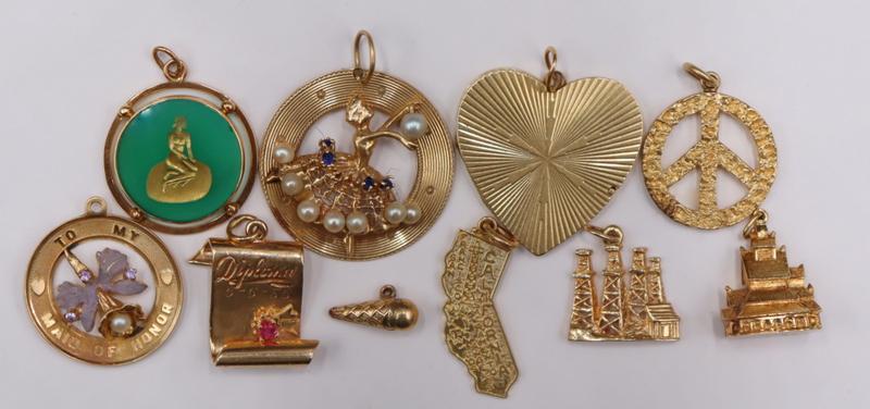 JEWELRY. (10) Assorted 14kt Gold Charms. (1 of 14)