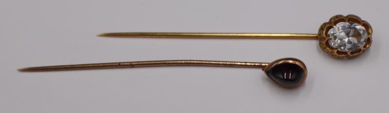 JEWELRY. (2) Antique 14kt Gold Stickpins. (1 of 10)